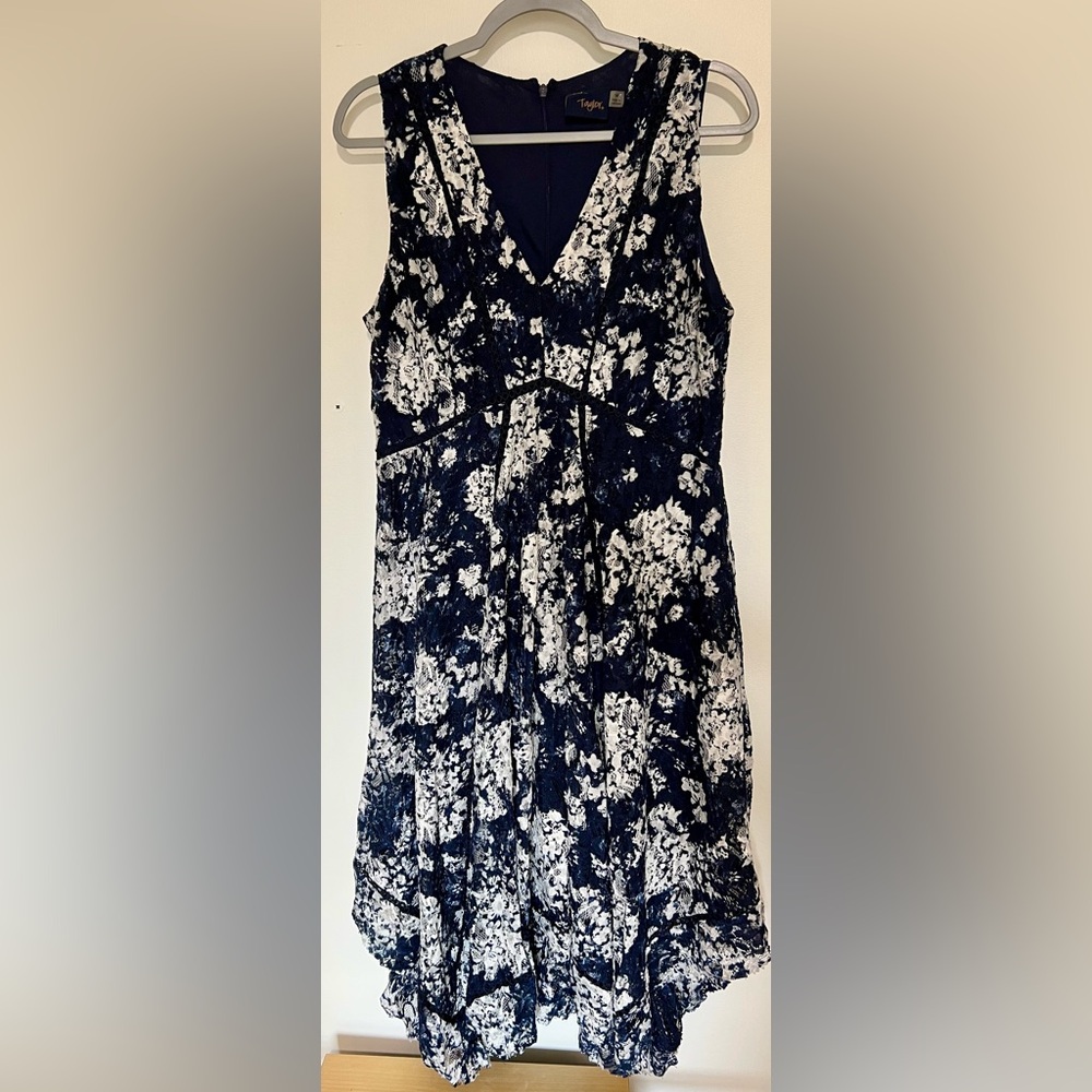Taylor Navy and White Lace Boho Dress